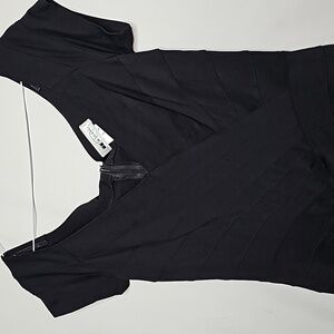 T by Tadodi vneck black holiday cocktail illusion lines short sleeve dress sz L